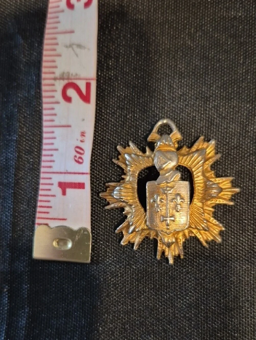 Gold Tone Heraldic Shield Military Style Pendant Charm